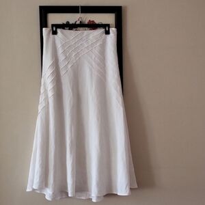 Elegant White Women's High Waisted Linen Skirt